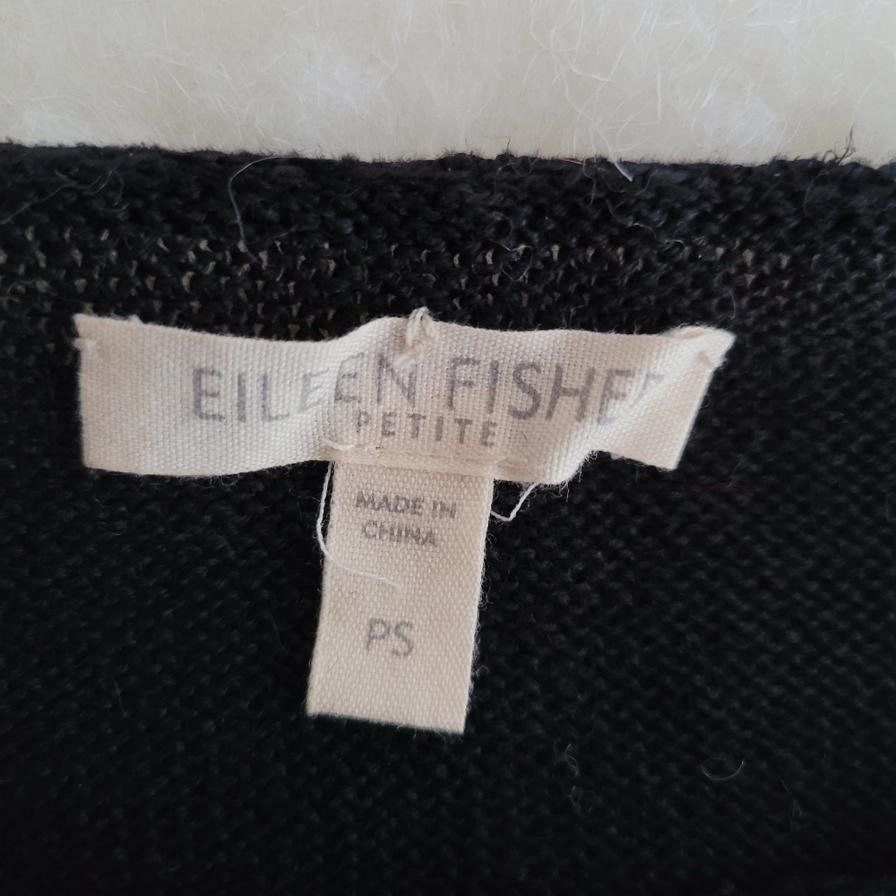 Eileen Fisher black and gray striped linen sweater - Picture 7 of 8